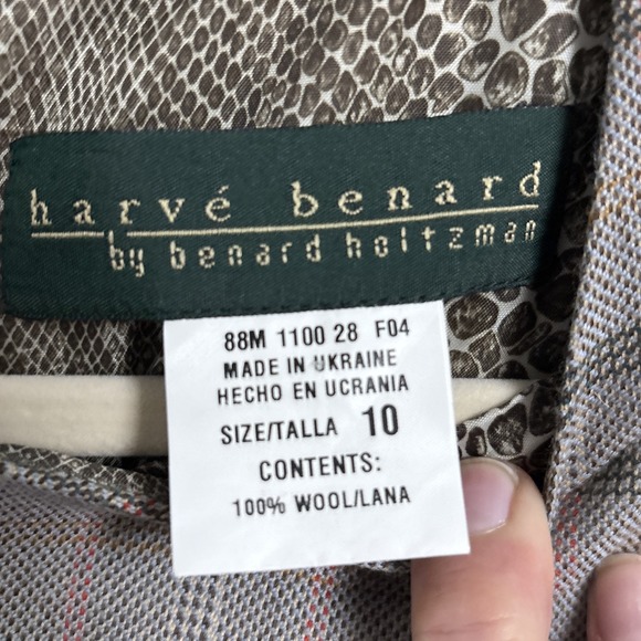 Harve Benard Dress 10 Brown Wool Plaid Belted Sheath Classic‎ Work Career Office - Picture 8 of 12